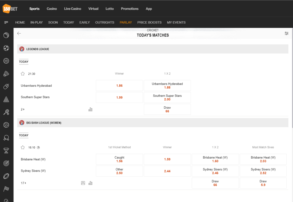 Cricket Parlay Betting