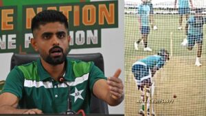 Babar Azam gets hit on the groin area ahead of the start of Test series against Bangladesh