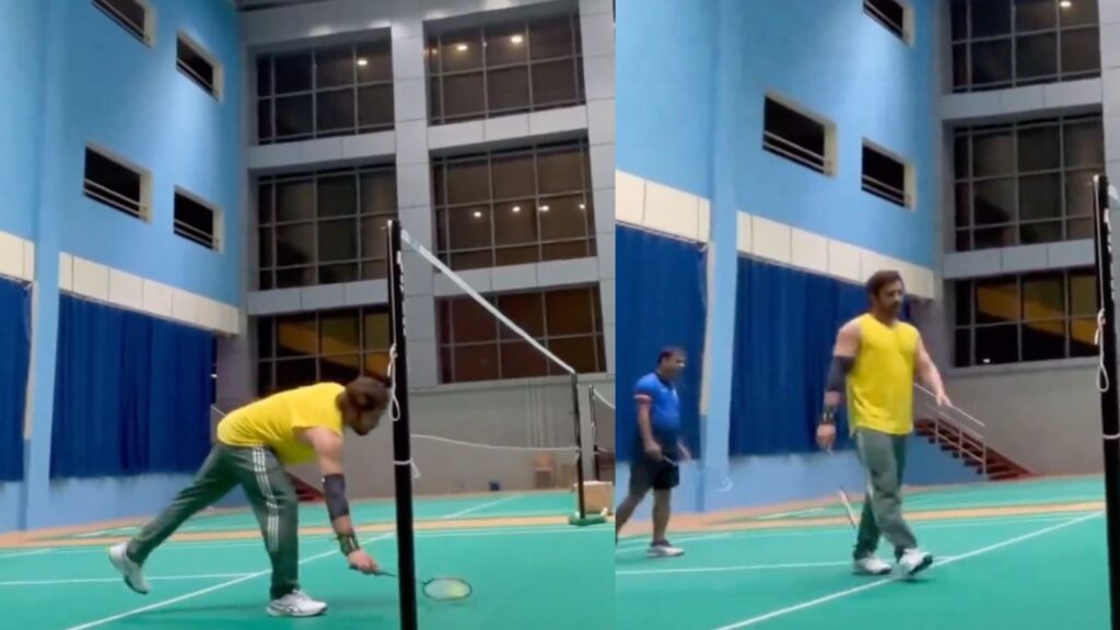 [Video] MS Dhoni plays badminton