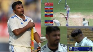 [Watch] Sarfaraz Khan gets trapped in front of the stumps by Avesh Khan in Duleep Trophy