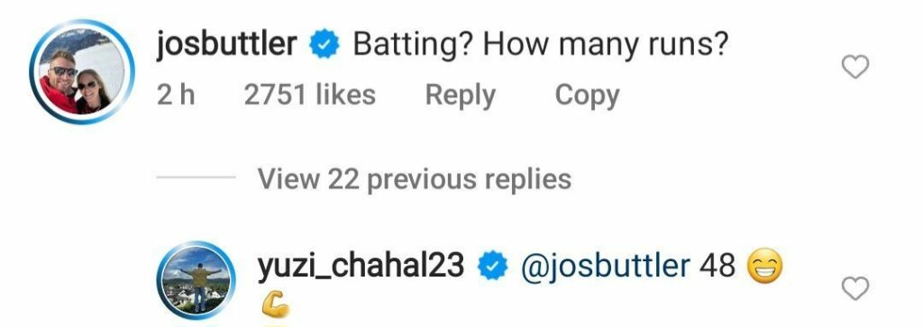 Jos Buttler and Yuzvendra Chahal gets involved in hilarious interaction on social media