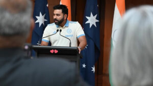 WATCH: Rohit Sharma gives a rousing speech at the Australian Parliament House