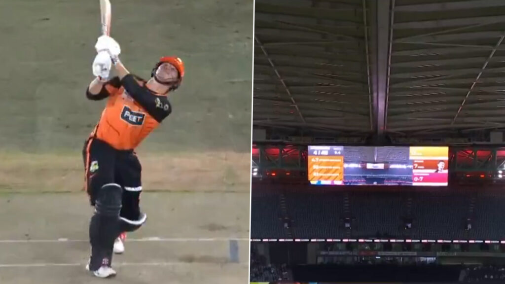 WATCH: The ball hits the roof in a BBL match and then hits Kane Richardson