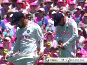 Virat Kohli imitates the sandpaper incident after Steve Smith’s dismissal at SCG and mocks the crowd with his antics